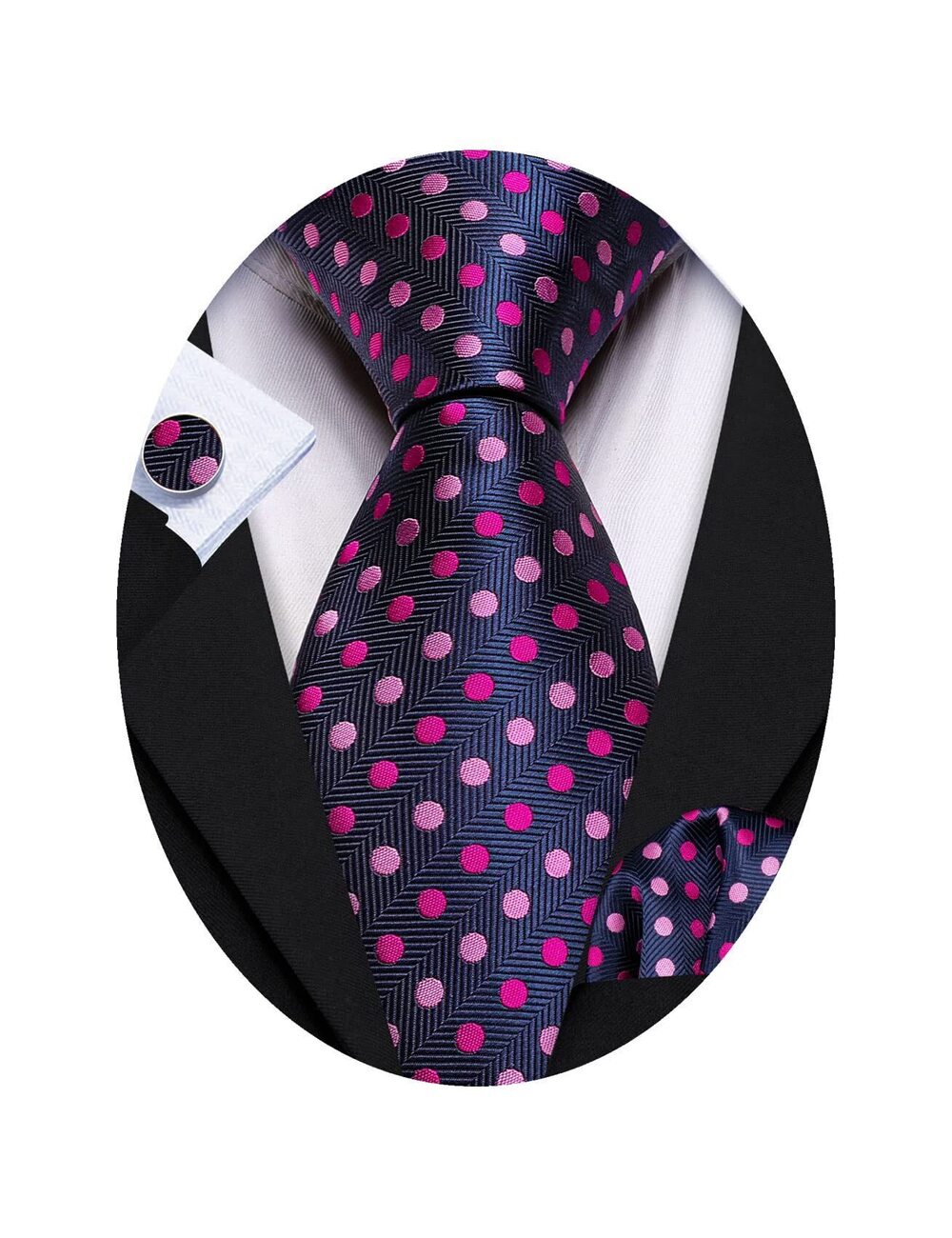 6072 Fashion Blue and Purple Dot Tie Woven,Blue Pink,One Size